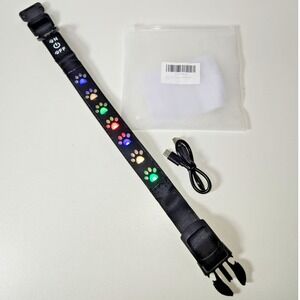 Rechargeable Light-Up Dog Clip-On "Paw" Collar (Medium) Four Light Settings New